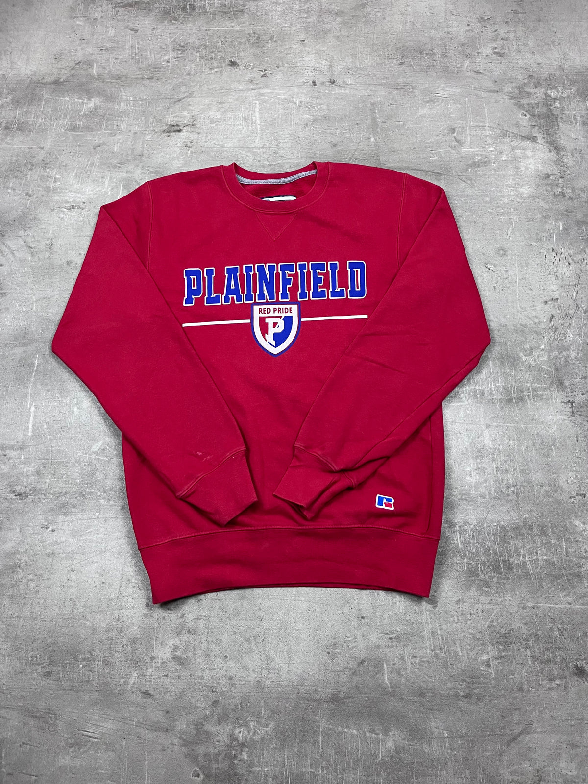 Vintage Russell Athletic Pullover Plainfield Red Pride Rot 31
