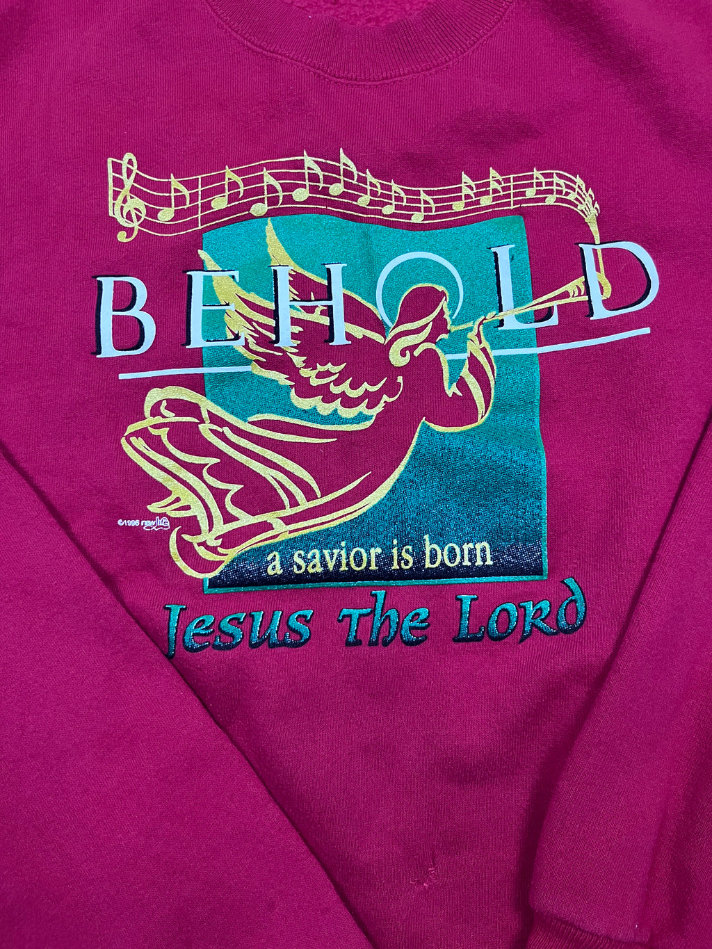 Vintage Lee Pullover Behold Jesus The Lord Rot 23
