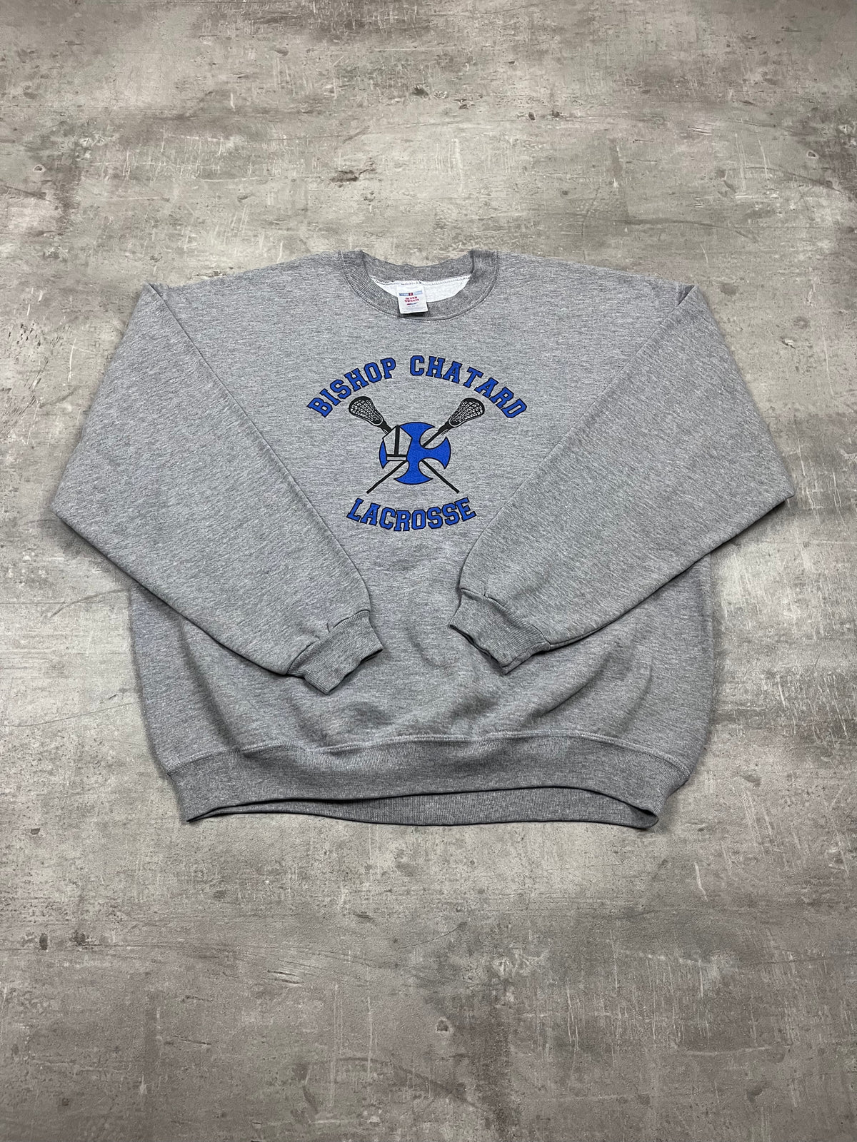 Vintage Jerzees Pullover Bishop Chatard Lacrosse Grau 1