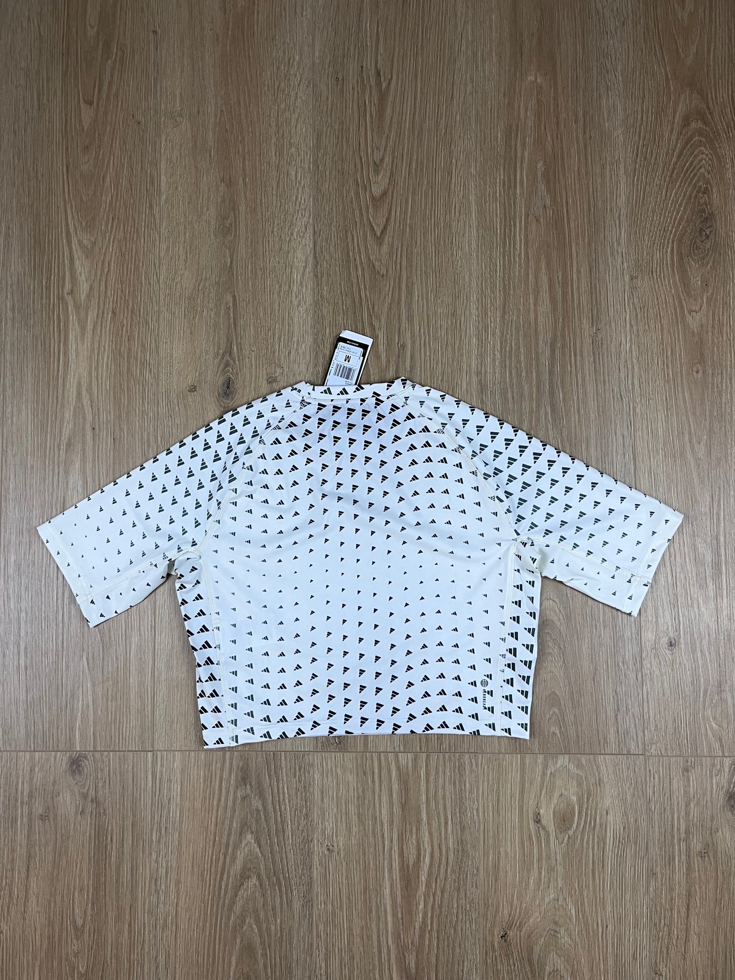 Adidas Training All-Over-Print T-Shirt Damen Creme/ Schwarz (Größe M)