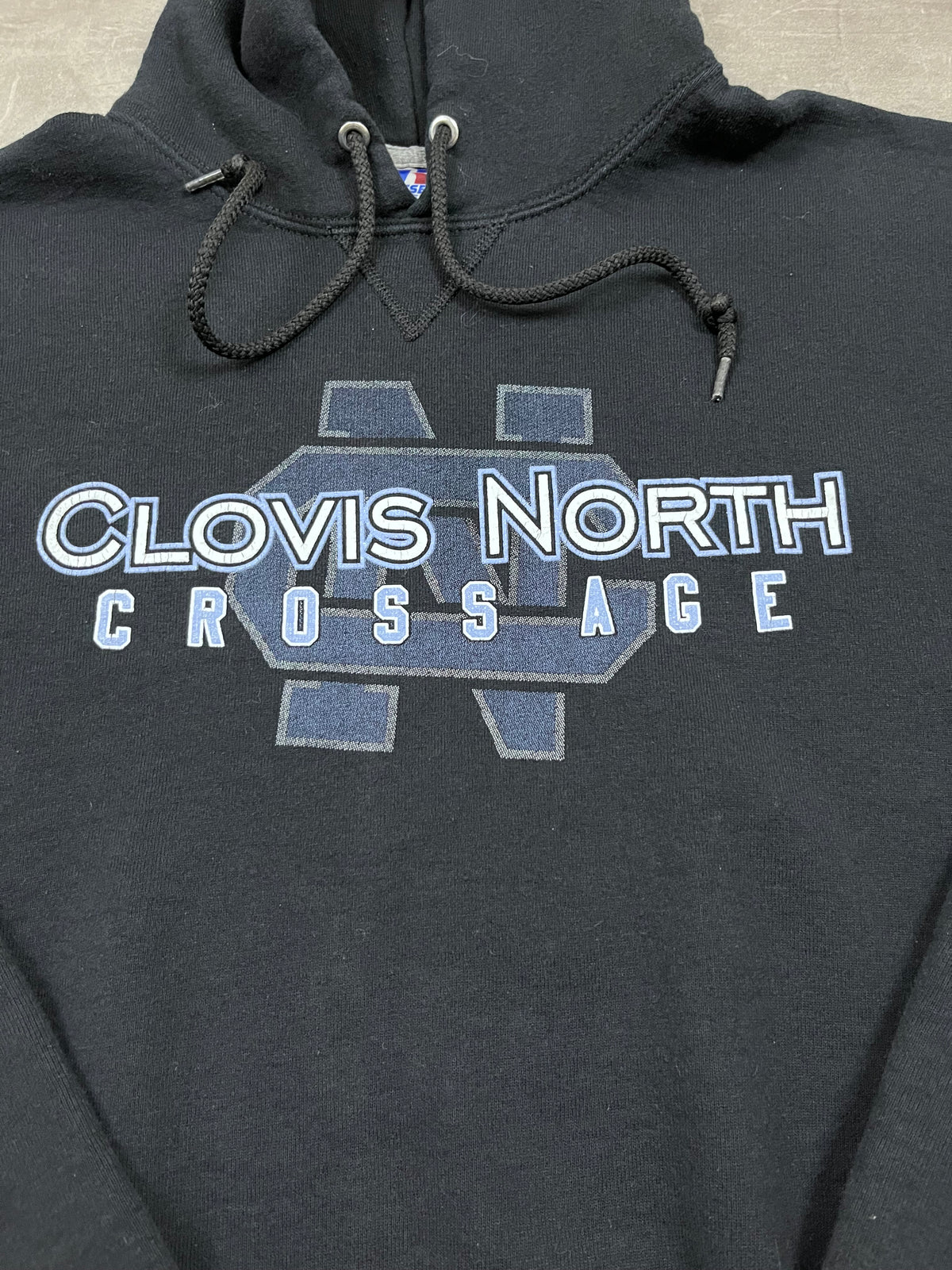 Vintage Russell Athletic Hoodie Clovis North Crossage 21