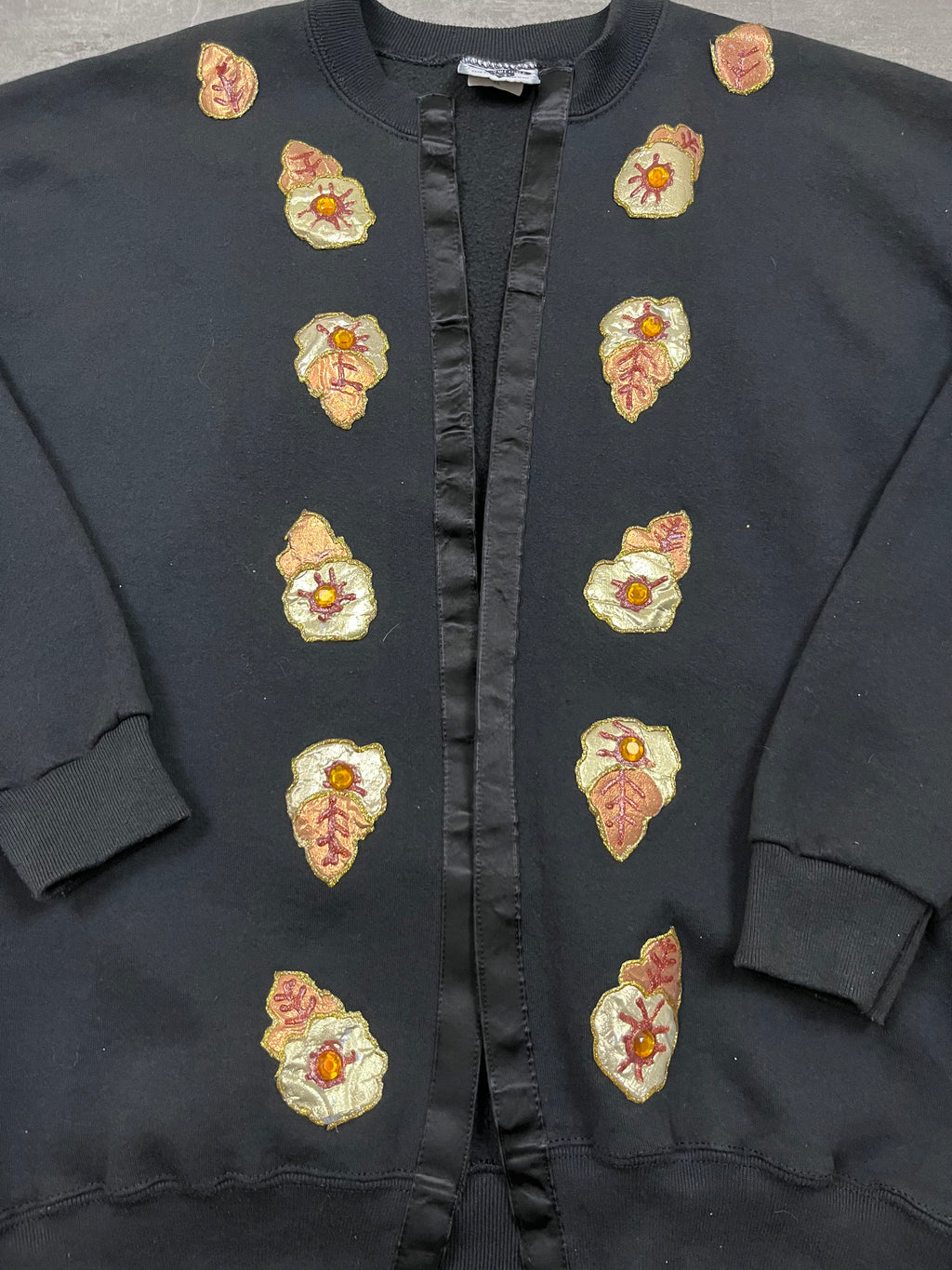 Vintage Lee Heavyweight Sweatjacke Blumenapplikationen 18