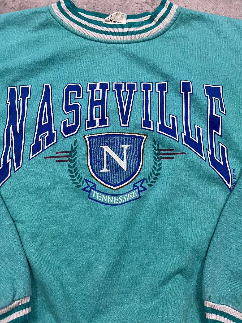 Vintage Diport USA Pullover Nashville Tennessee Türkis 1