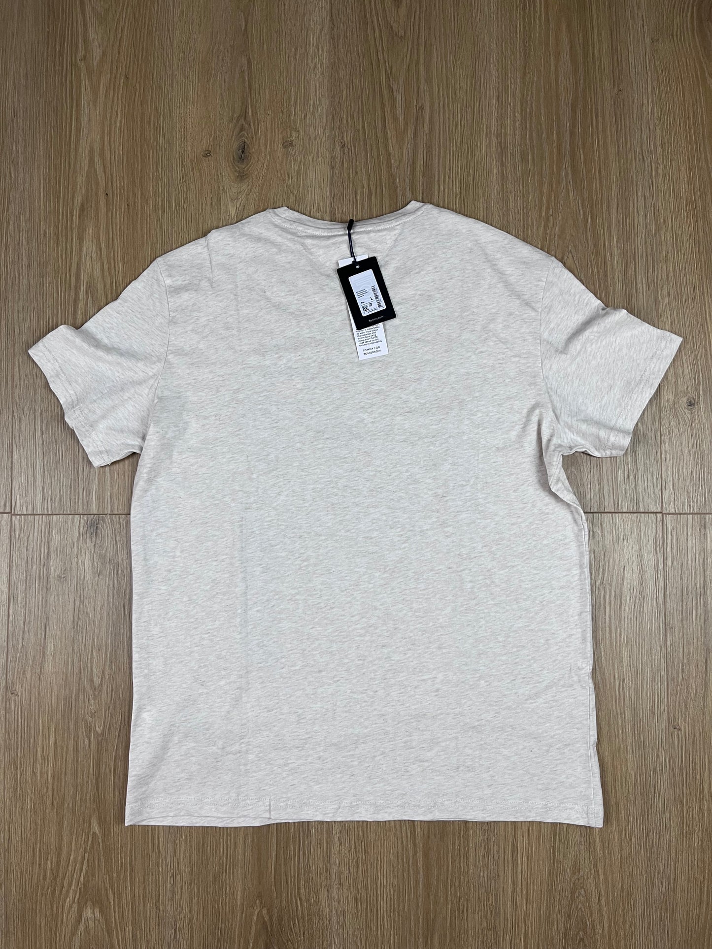 Tommy Jeans Herren T-Shirt in Beige Meliert (Größe L) – Nachhaltige Regenerative Baumwolle