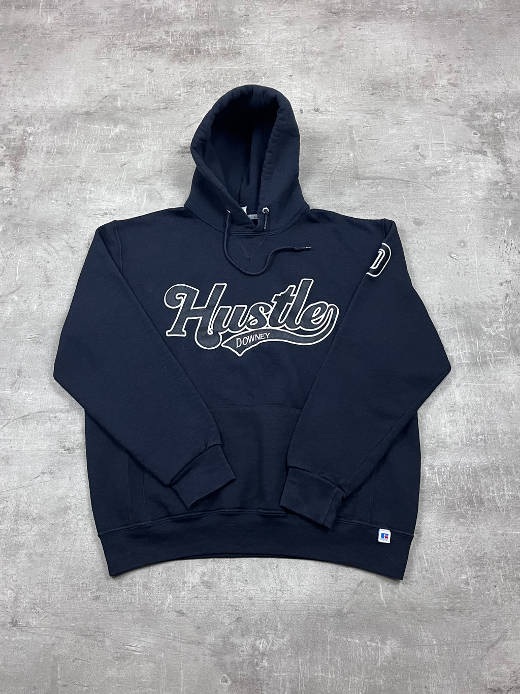 Vintage Russell Athletic Hoodie Hustle Downey 22