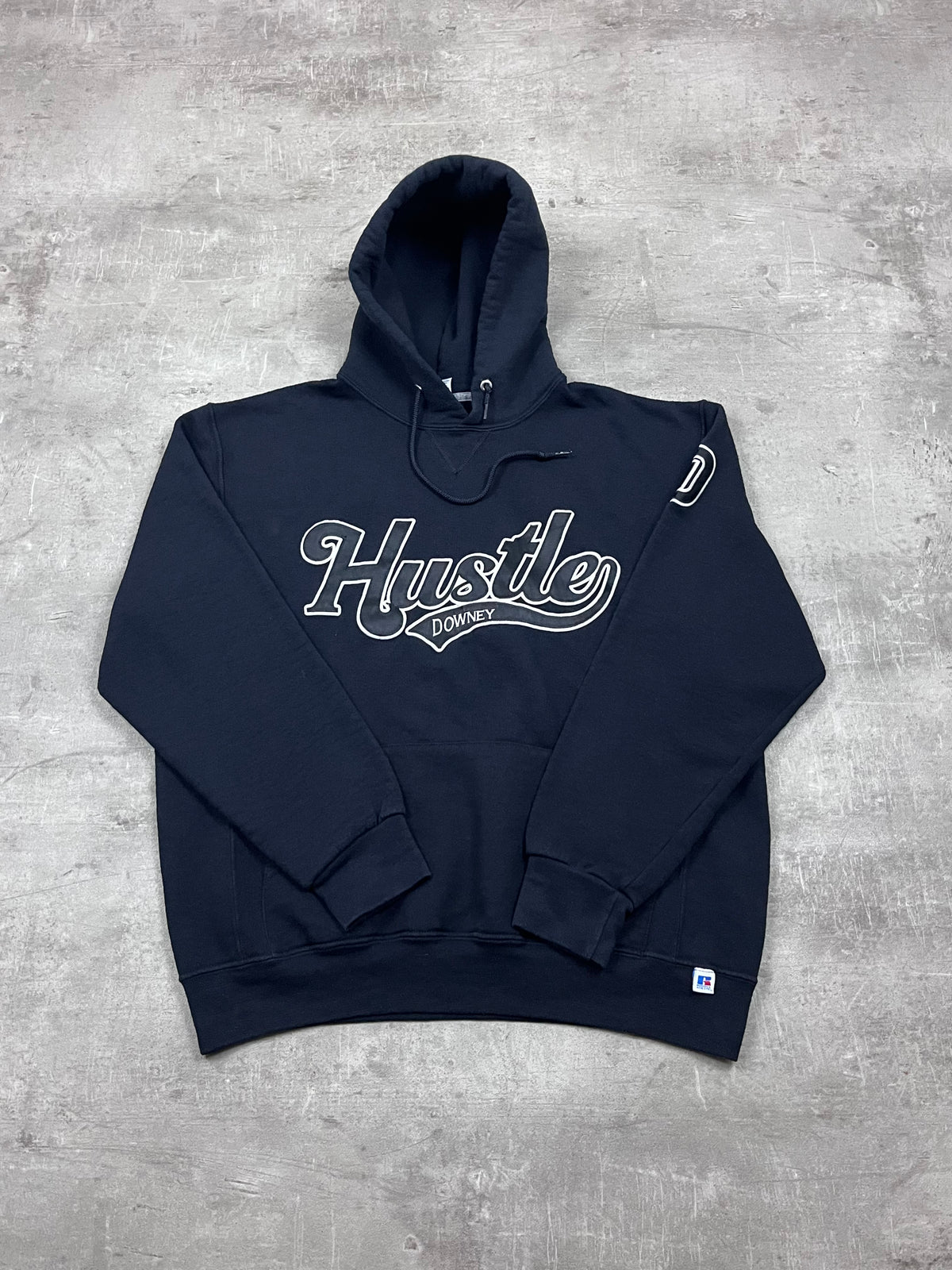 Vintage Russell Athletic Hoodie Hustle Downey 22