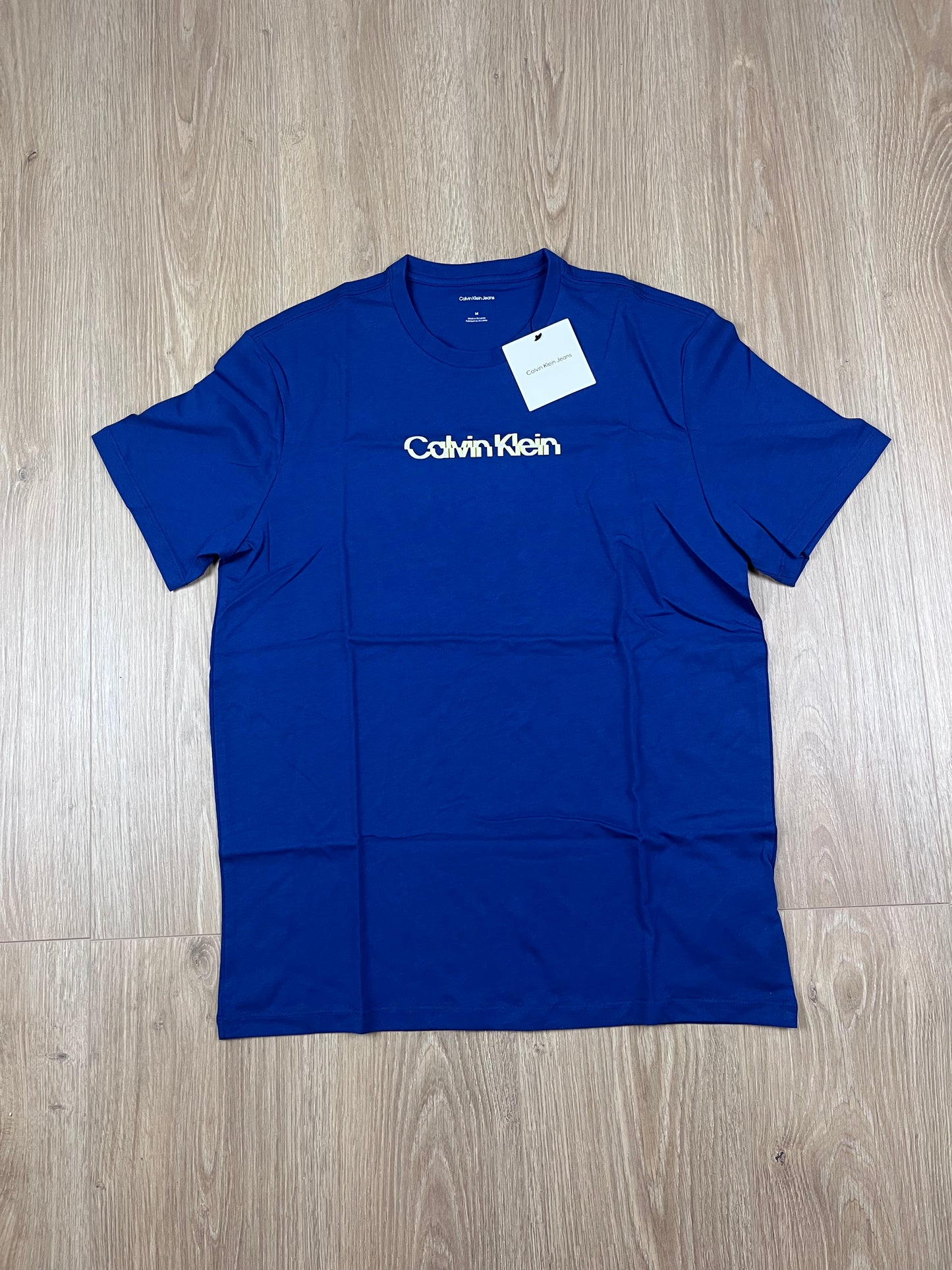 Calvin Klein Jeans Herren T-Shirt in Königsblau (Größe M) – Outline Yellow Logo