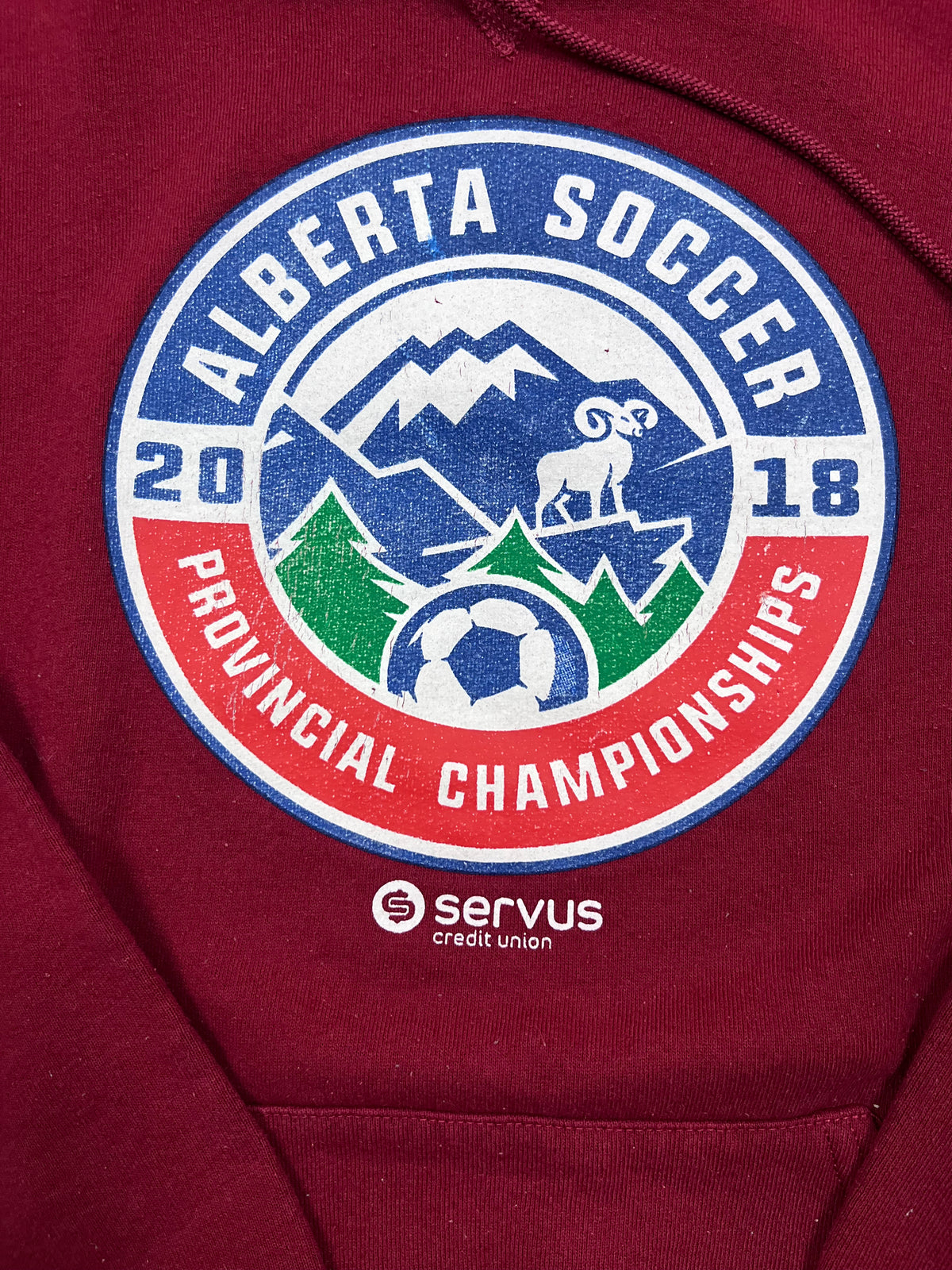 Vintage Russell Athletic Hoodie Alberta Soccer Bordeaux 29
