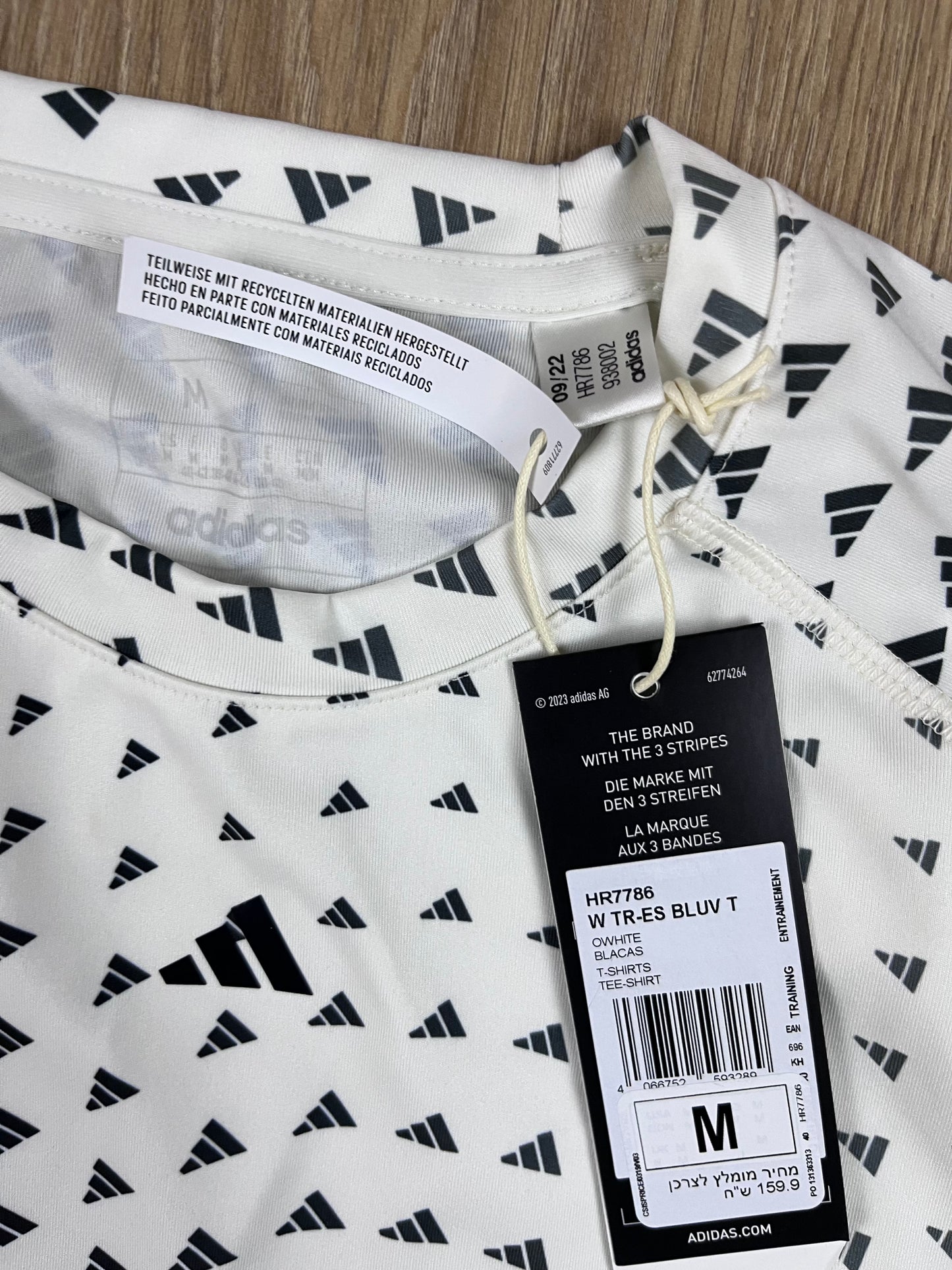 Adidas Training All-Over-Print T-Shirt Damen Creme/ Schwarz (Größe M)