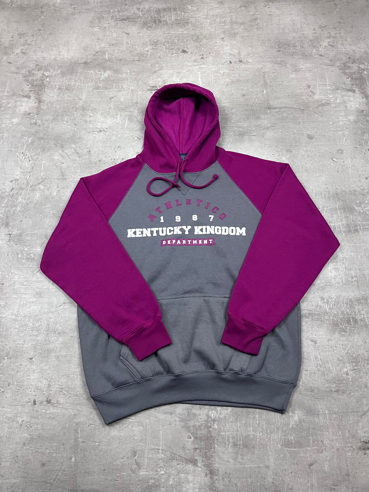 Vintage Tipsy Hoodie Kentucky Kingdom Grau Magenta 1