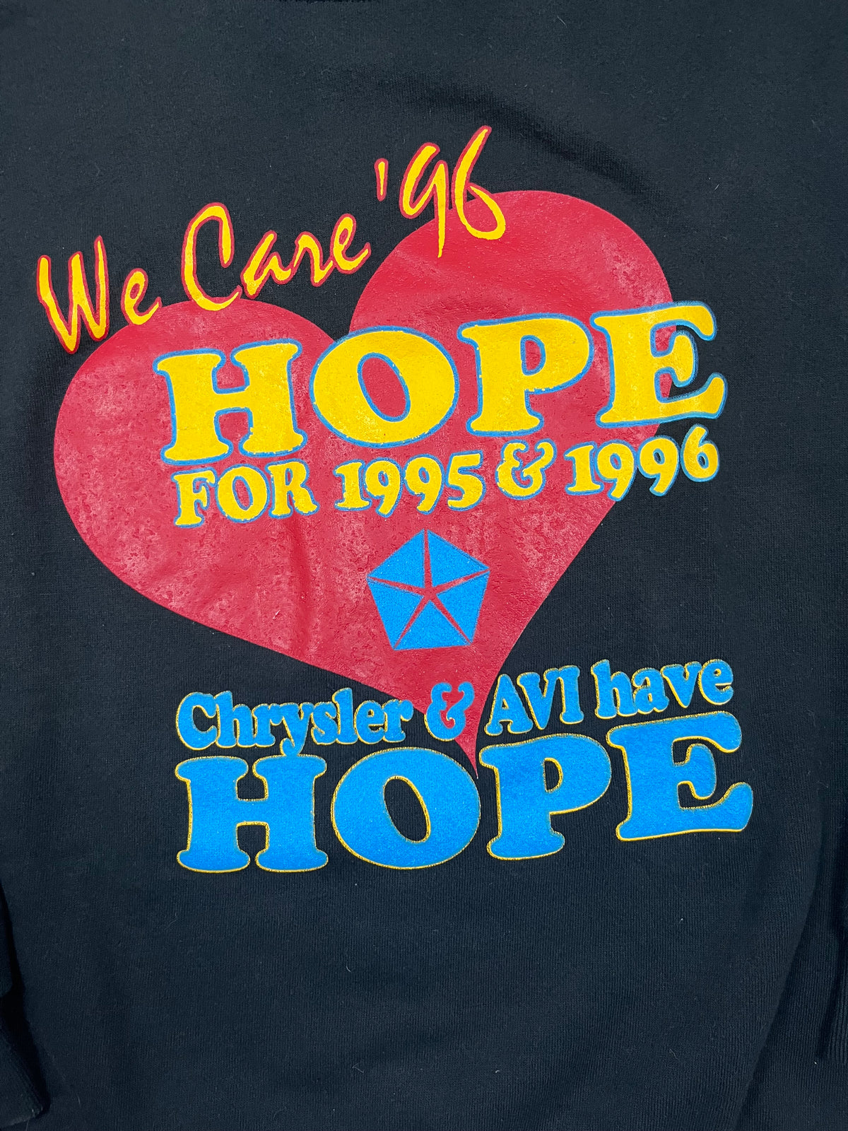 Vintage Lee Pullover Chrysler Hope We Care 96 5