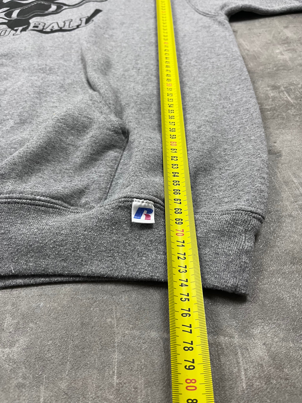 Vintage Russell Athletic Hoodie Football Grau 18